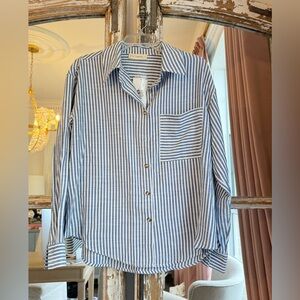 NWT blue and white striped button-down